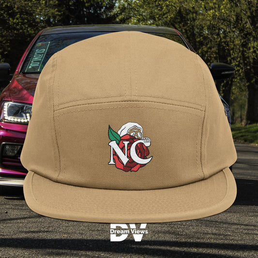 Skelly Peeking Rose 5 Panel Hat