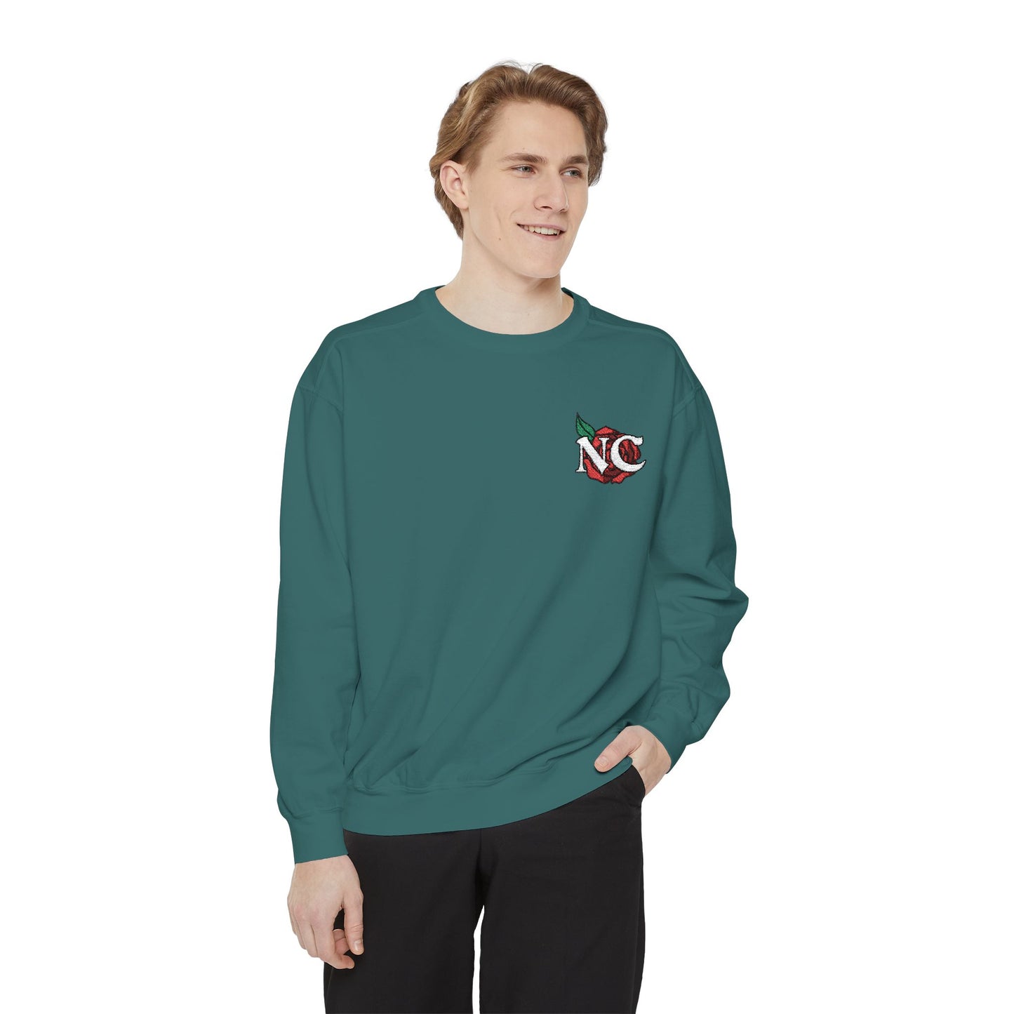 NC Rose Dyed Embroidered Crew Neck